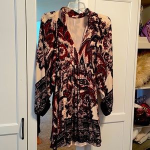 Long-sleeved midi 100% silk Free People Dress